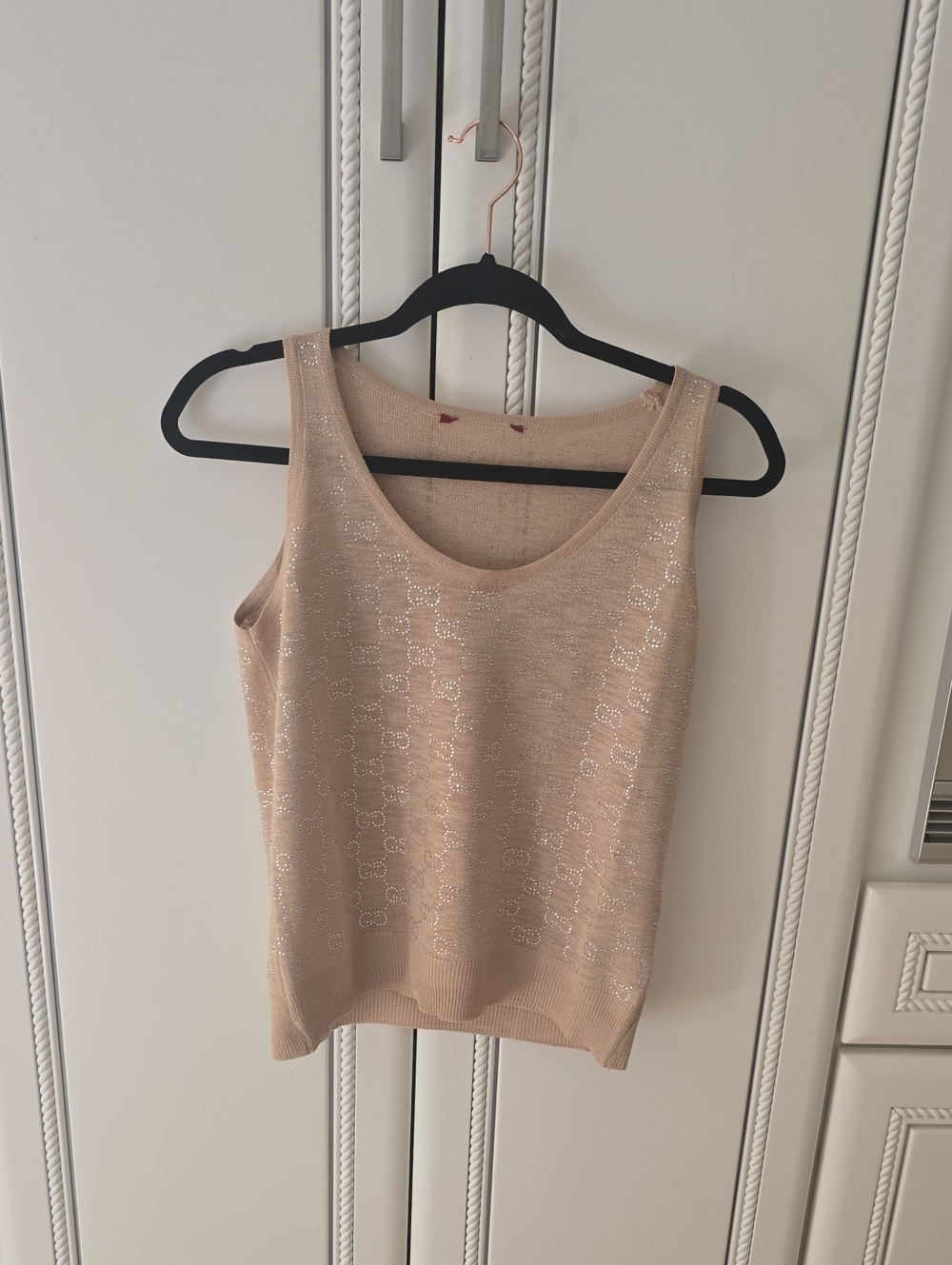 Gucci Beige Shimmer Knit Tank Top - Women